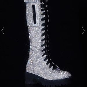 💎 Limited Edition ✨ Icy Bling Brigade Dolls Kill Combat Rave Boots